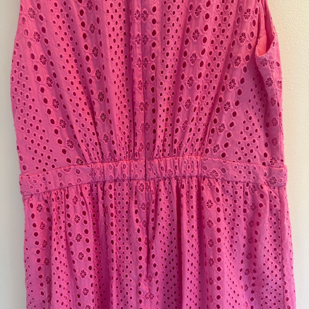 J. Crew Pink Eyelet Lace Lined Midi Dress Size 6 Classic Ruffled Preppy - Picture 8 of 11